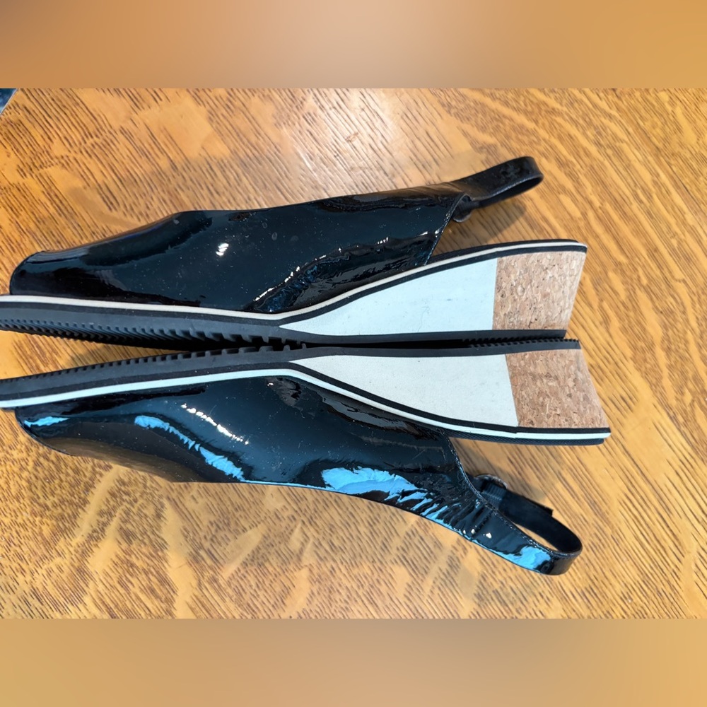 Elegant Black Patent Leather Slingback Mules